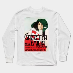 GAZZETTA DELL EMILIA Woman with Feather 1904 by Marcelo Dudovich Long Sleeve T-Shirt